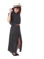 ベルト付きロングシャツワンピース/ブラック(119)