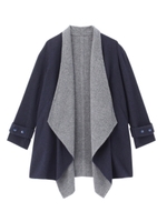 [L]ドレープミディ丈コート/ネイビー(093)