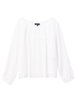 [L]レーシーピンタックシフォンブラウス/ホワイト(001)