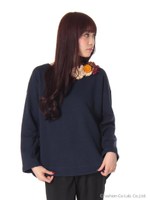 【super hakka×Bloomy psykheコラボ】コサージュ付吊風裏毛/ネイビー