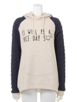 コビニャー袖ケーブルパーカ/トップグレー