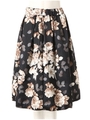 タックフレアミディフラワースカート/ネイビー