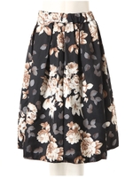 タックフレアミディフラワースカート/ネイビー