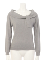 タックリボンオフショルニット/モクグレー