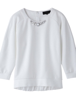 ビジューつきダンボール素材プルオーバー/ホワイト(003)