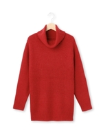 リブタートル鹿の子編みニット/ワインレッド(063)