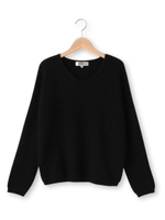 ワイドVネックニットプルオーバー/ブラック(019)