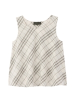 [L]シルク混チェックブラウス/ライトベージュ(251)