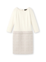 [L]ラメツィード切り替えワンピース/オフホワイト(503)