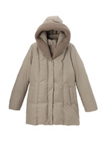 [S]リブフード×スタンドダウンコート/カーキ(027)