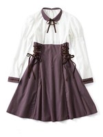 【スキヤキ】アリス学院 学院生活ワンピース：家庭科室で魔法の調理実習/ボルドー×ネイビーストライプ