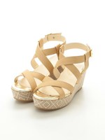 ジオメ柄プラットフォームサンダル/ベージュ