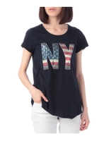 スパンコールロゴカットソー/ネイビー(093)