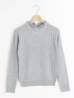 ビジューリブ編みプルオーバー/ブラック