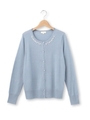 ビジュー使いクルーネックニットカーディガン/ライトブルー(091)