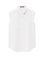 ビジュー付きノースリーブシャツ/オフホワイト(003)