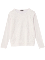 フロントレースクルーネックカットソー/ホワイト(001)