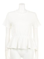 ワッフルフリルTシャツ/WHITE