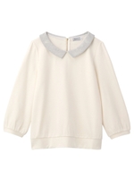 配色襟つき七分袖ポンチカットソー/オフホワイト(003)