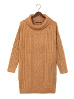 S・ケーブルオフタートル/ニットOP/ライトグレー