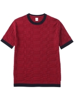 シャドーチェッククルーネックTシャツ/レッド(362)