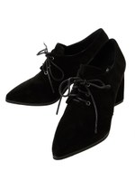 スウェード編み上げショートブーツ/ブラック