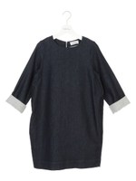 ニットデニムコクーンワンピース/BLU