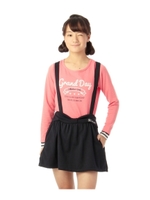 サスペンダー付きリボンミニスカート/オリーブグリーン(026)