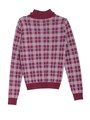 チェックフリルタートルニット/ワイン