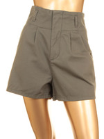 ツイルハイウエストショートパンツ/ミドリ系