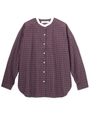 ドロップショルダー配色チェックシャツ/レッド系(263)
