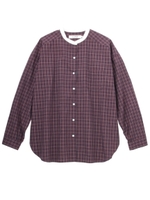 ドロップショルダー配色チェックシャツ/レッド系(263)