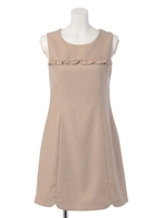 バストフリルノースリワンピース/ベージュ