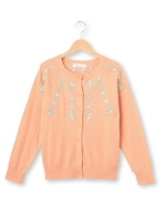 刺しゅうスカラップカーディガン/サックス(090)