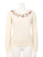 刺繍ケーブルプルオーバー/ライトグレー