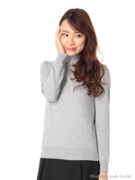 上品タートルネックニットプルオーバー/クロ