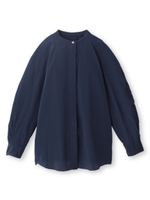 FLORENT トリアセテートサテンバンドカラーシャツ/ネイビー(093)