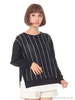 ・シャツドッキングストライプニットプルオーバー/Ivory