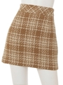 ツィードチェックタイトスカート/ブラウン
