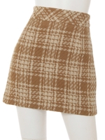 ツィードチェックタイトスカート/ブラウン