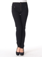 ハイウエストカラースキニーパンツ/ブラック