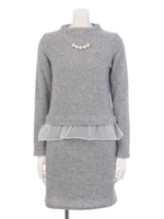 フェイクネックレス付きセットアップ/ライトグレー