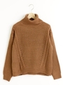 畦編タートルプルオーバー/キャメル