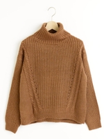 畦編タートルプルオーバー/キャメル