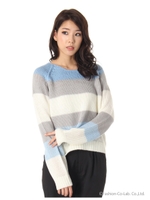 【dazzlin】ふわふわボーダーニット/オレンジ