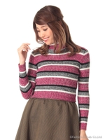 【dazzlin】マルチボーダータートルニット/オレンジ