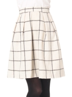 シャギーチェックタックスカート/オフホワイト