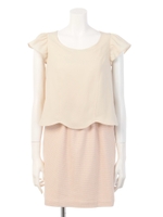 フリルスリーブコンビワンピース/ネイビー