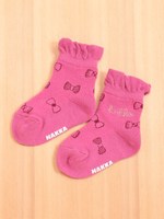 リボン、ロゴJQ柄フリル付きソックス/ピンク