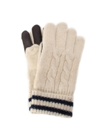 配色ラインケーブルニットグローブ/ブラック(019)